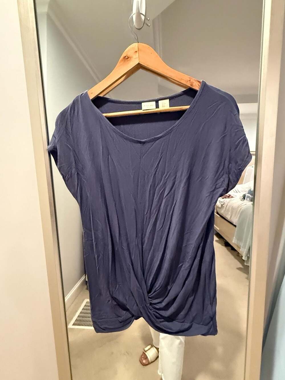 St. Tropez Blue Short Sleeve Twist Hem Top